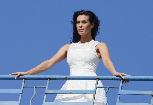 Australian model and actress Megan Gale poses on a balcony for a photo shoot during the 66th Cannes Film Festival Featuring: Megan Gale Where: Cannes, France When: 18 May 2013 Credit: Palme 2013/News Pictures/WENN.com **Only available for publication in UK**