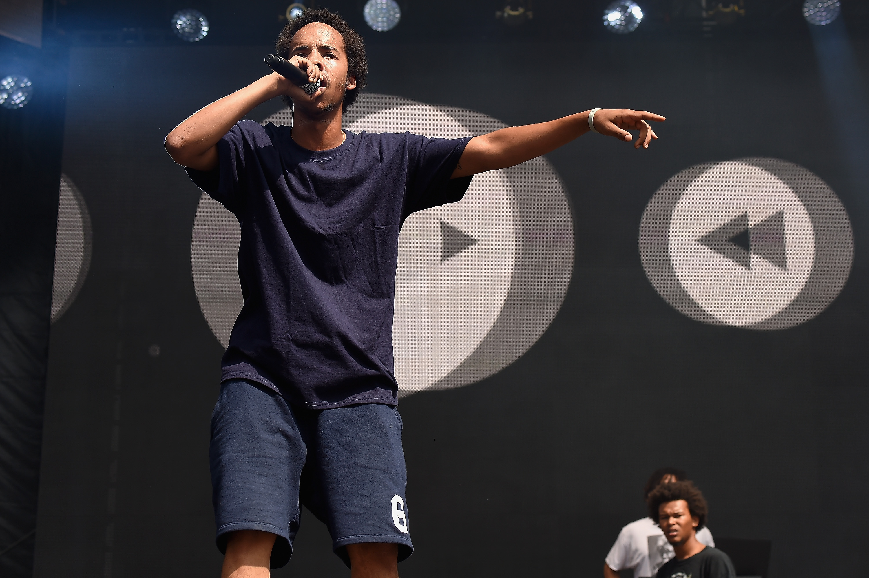 PHILADELPHIA, PA - SEPTEMBER 05: Rapper Earl Sweatshirt (L) performs onstage during the 2015 Budweiser Made in America Festival at Benjamin Franklin Parkway on September 5, 2015 in Philadelphia, Pennsylvania. (Photo by Kevin Mazur/Getty Images for Anheuser-Busch)