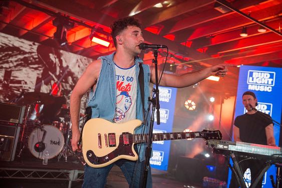 "AUSTIN, TX - MARCH 18: Bleachers take the stage at the Bud Light Factory during the Bud Light Music Showcase on March 18, 2016 in Austin, Texas. Bud Light Americas most popular and inclusive beer brand, and first time sponsor of South By Southwest® transformed Austins Brazos Hall into the Bud Light Factory, bringing exclusive performances to SXSW attendees from March 16-19. (Photo by Rick Kern/Getty Images for Bud Light)"