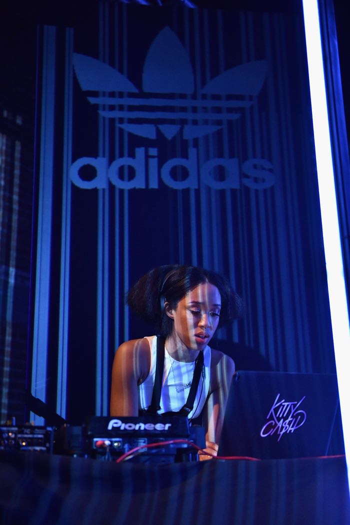 NEW YORK, NY - AUGUST 04: DJ Kitty Cash performs onstage as Adidas Originals presents The Last Encore featuring G.O.O.D Music at The Tunnel on August 4, 2016 in New York City. (Photo by Bryan Bedder/Getty Images for Adidas)