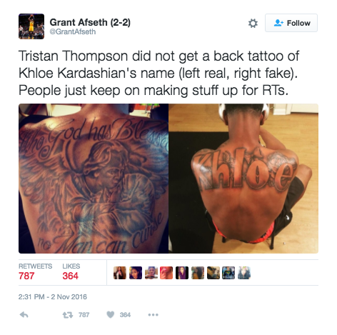 Tristan Thompson Didn't Get A Khloe Kardashian Tattoo On His Back, Still  Funny Tho - The Latest Hip-Hop News, Music and Media | Hip-Hop Wired