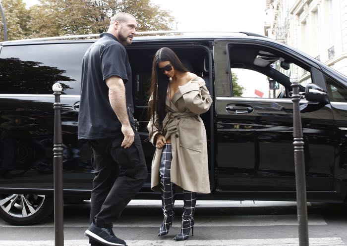 Kim Kardashian is spotted out and about in Paris, France during Paris Fashion Week just hours before the reality star was held at gunpoint in her hotel room in the city on Sunday (02Oct16). After returning to her hotel room, Kim was confronted by two men dressed as police officers, who proceeded to keep her captive in the room. The incident is believed to have happened at some time between 3 and 4am, Central European Time (CET). Featuring: Kim Kardashian, Pascal Duvier Where: Paris, France When: 02 Oct 2016 Credit: WENN.com **Not available for publication in France**
