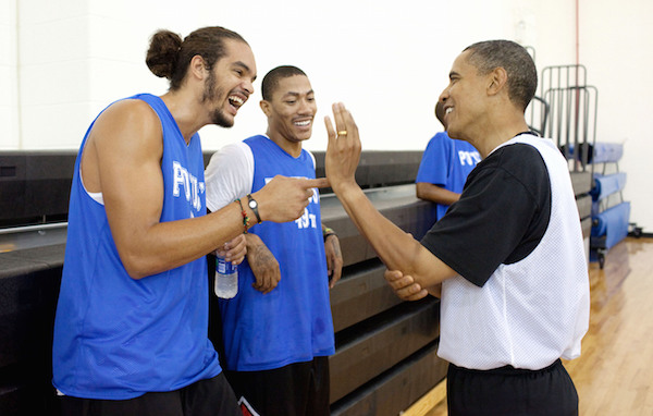 President Obama,  Joakim Noah and Derrick Rose