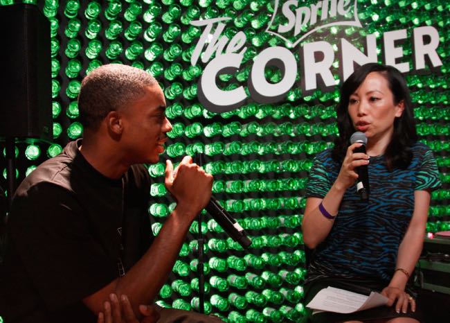 NEW YORK, NY - JULY 16:  Hip-hop artist Vince Staples joined Miss Info (of Hot 97) and answered questions from a group of fans before a concert Thursday, July 16, at The Sprite Corner. Located at 188 Bowery in New York City?s Nolita neighborhood, The Sprite Corner is a pop-up venue that will inspire and enable fans to pursue their creative passions through a series of private events this summer.  (Photo by Donald Bowers/Getty Images for Sprite)