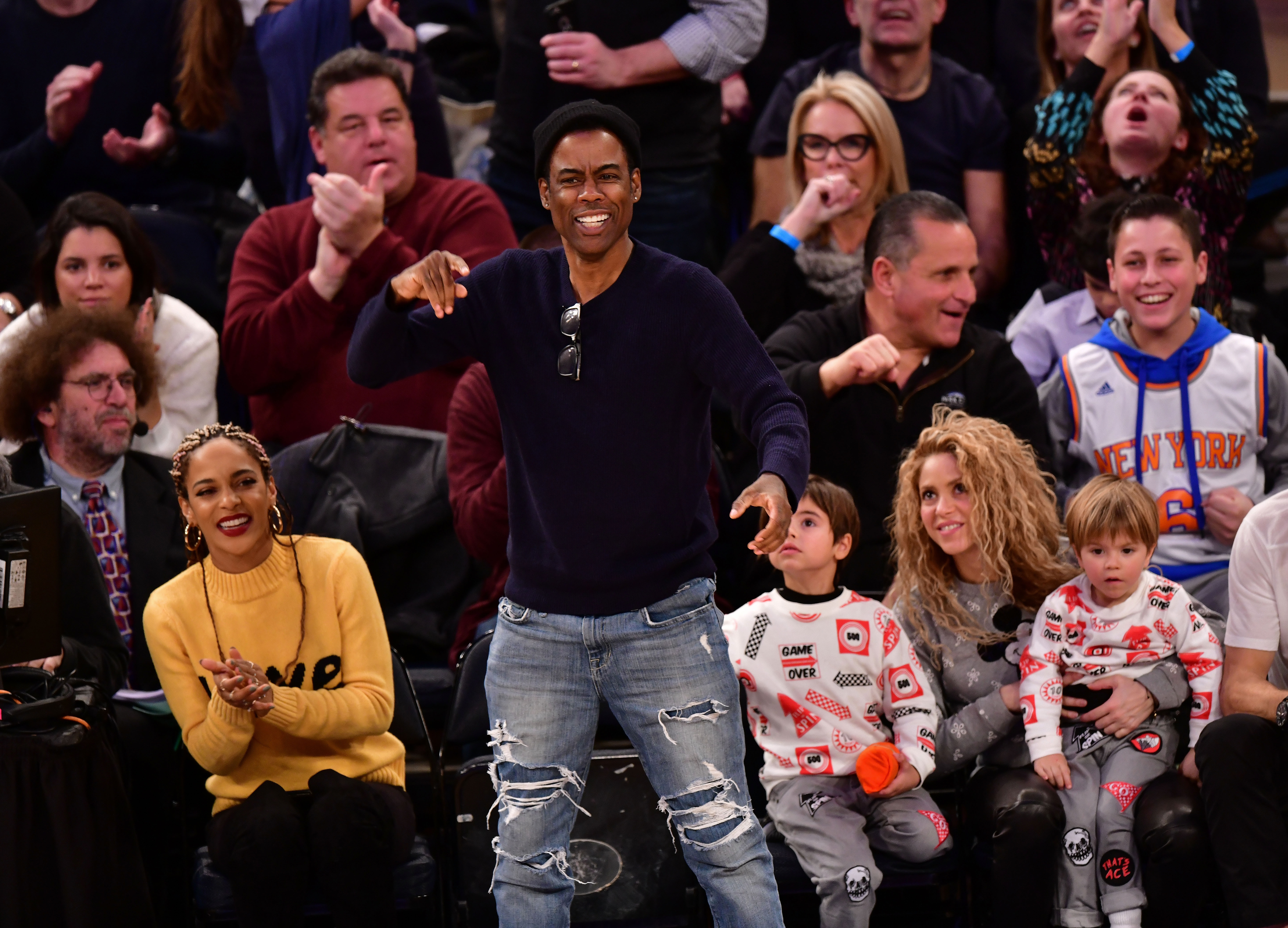 Celebrities Attend The New York Knicks Vs Philadelphia 76ers Game