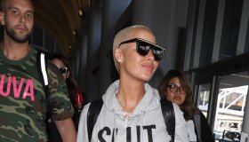 Amber Rose and her son Sebastian depart from Los Angeles International (LAX) Airport