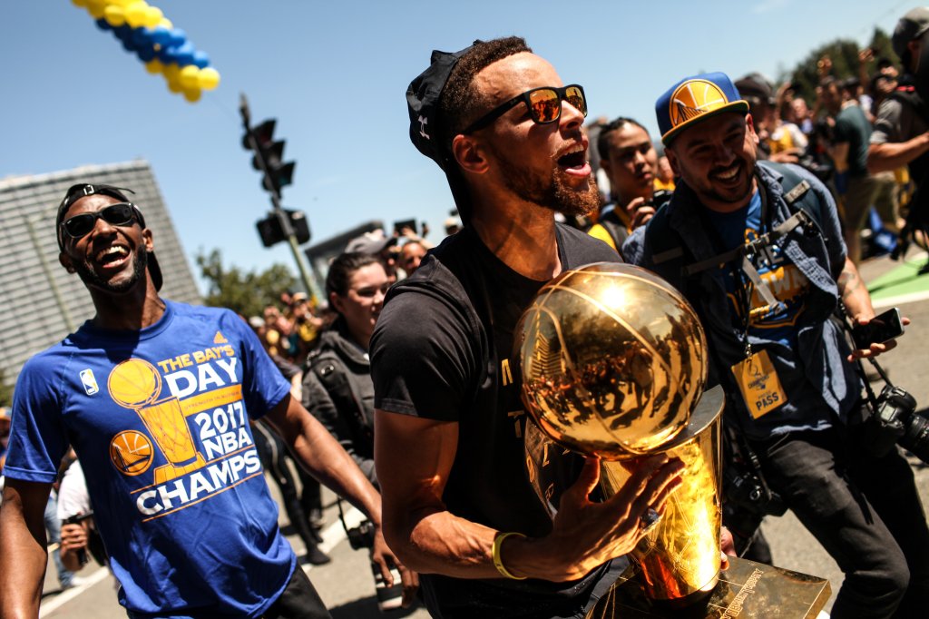 NBA's Golden State Warriors victory rally in Oakland