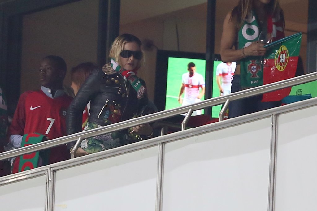US singer Madonna Attends The Football Match Portugal v Switzerland