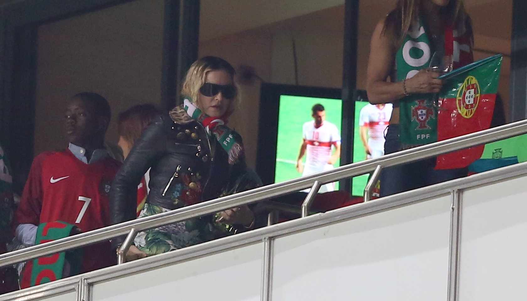 US singer Madonna Attends The Football Match Portugal v Switzerland