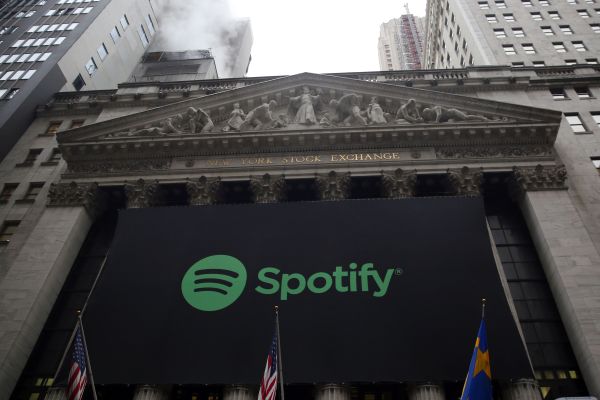 Spotify Logo on the New York Stock Exchange