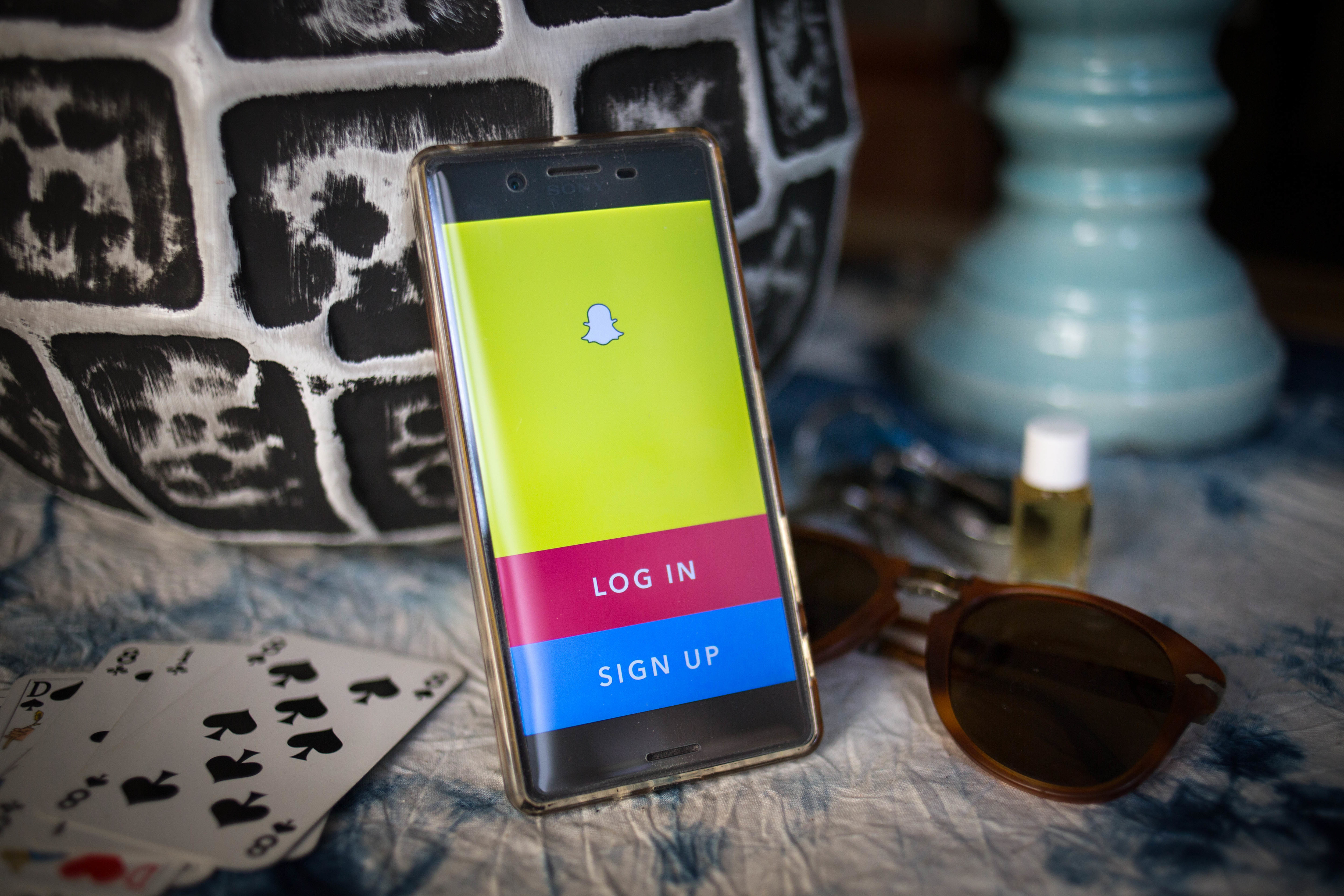 The SnapChat application seen displayed on a Android Sony...