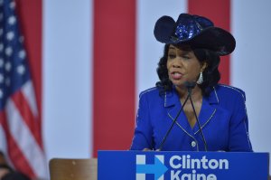 Democratic presidential candidate Hillary Clinton and Tim Kaine speak at rally