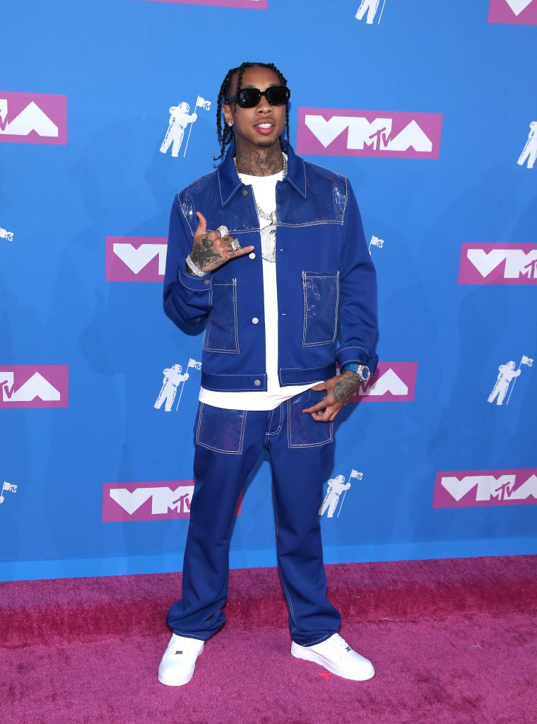 Tyga was in a lot of denim.