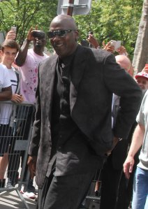 Michael Jordan arrives at Palais de Tokyo for a press conference