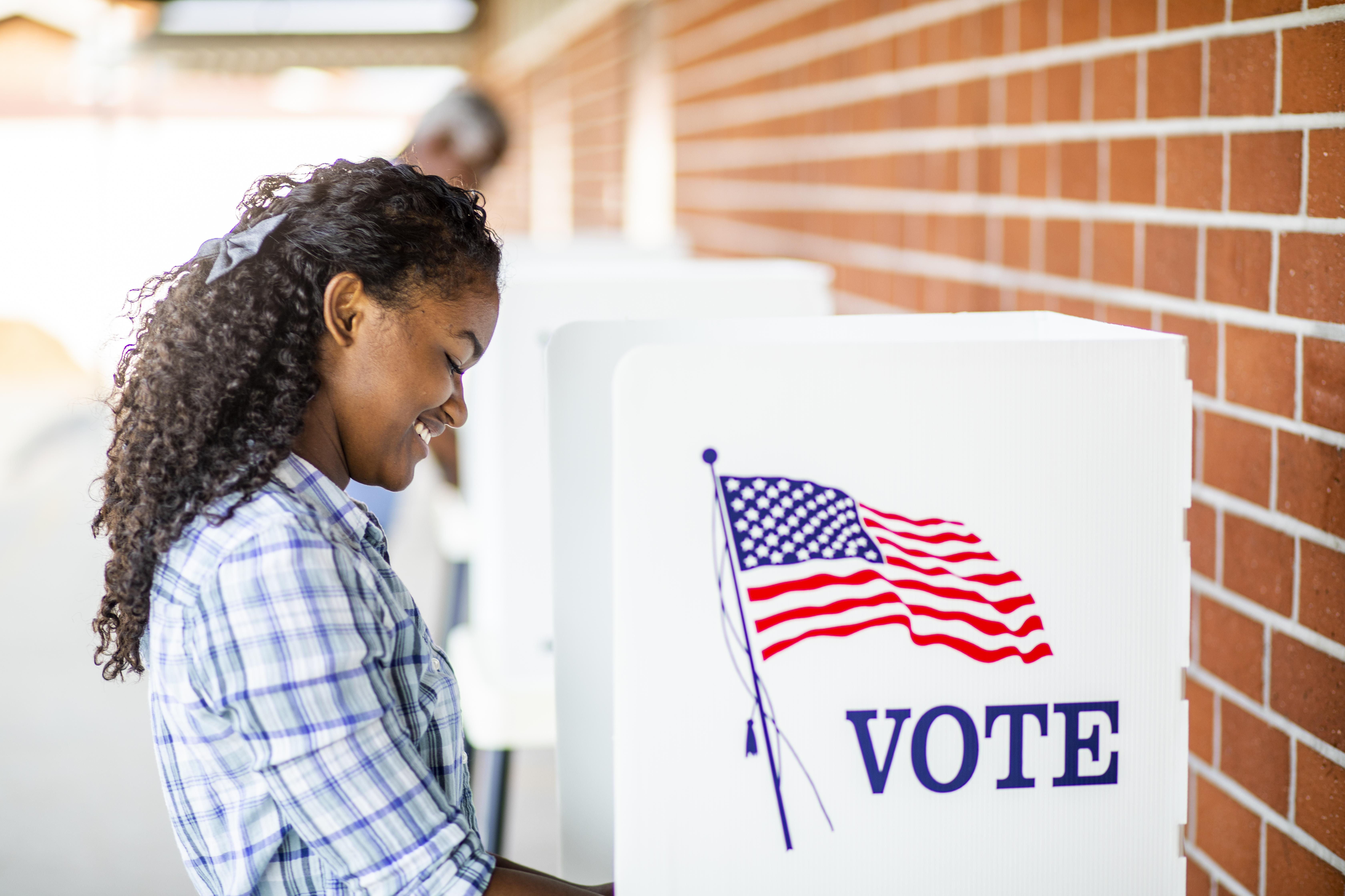 Beautiful Young Black Girl Voting