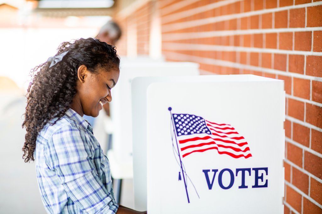 Beautiful Young Black Girl Voting