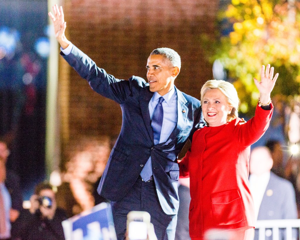 President Barack Obama and Hillary Clinton at a Hillary...