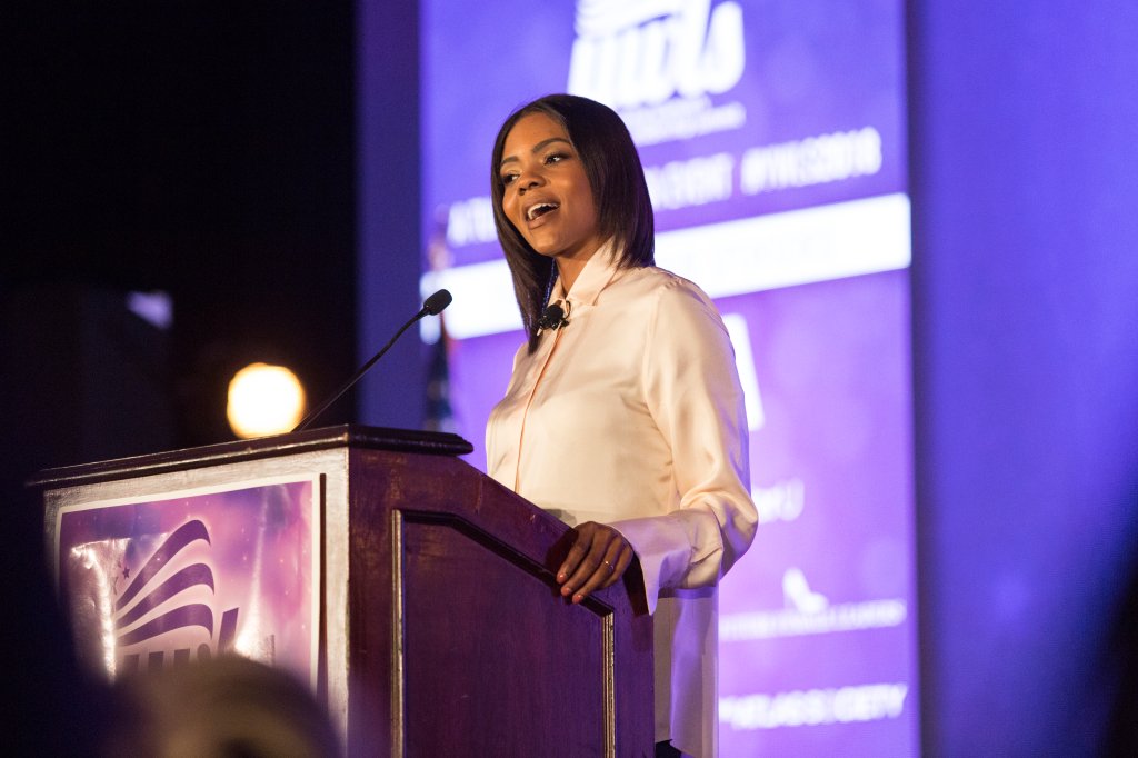 Conservative commentator, Candace Owens, speaks at the Turning