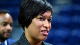 DC Mayor Bowser leads a tour at the Ward 8 Sports and Entertainment arena