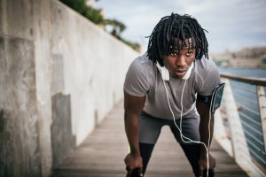 Jogging by the sea