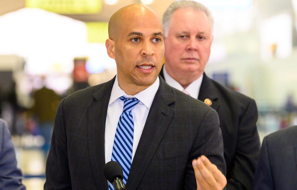 U.S. Senator Cory Booker (D-NJ) seen speaking at a news...