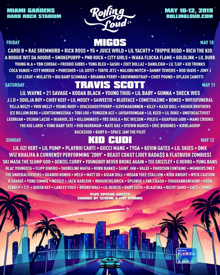 Migos, Travis Scott & Kid Cudi Headlining Rolling Loud 2019 The