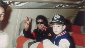 Michael Jackson with 10 year old Jimmy Safechuck on the tour plane...