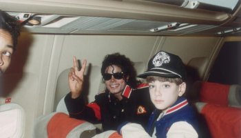 Michael Jackson with 10 year old Jimmy Safechuck on the tour plane...