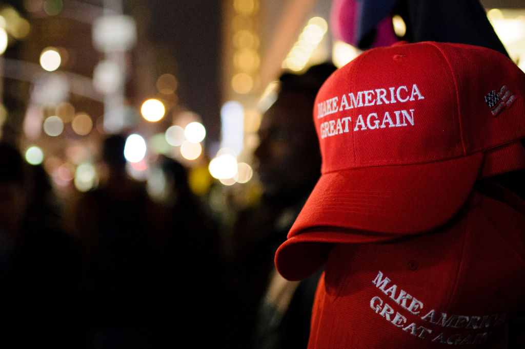 'Make America Great Again' red baseball caps, signature...