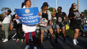 Los Angeles Neighborhood Celebrates Re-Naming Local Street To "Obama Boulevard"