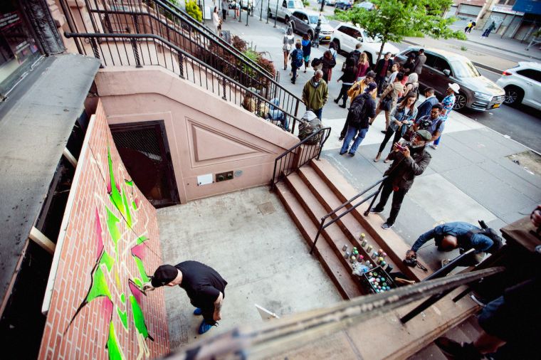 Graffiti artist Ces got in his zone...