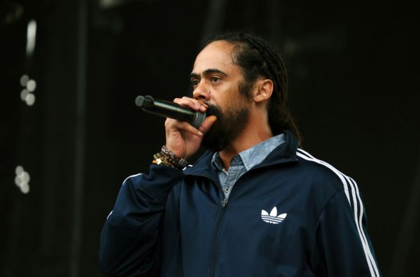 Damian Marley Performs live on stage at Lloyd Park during...