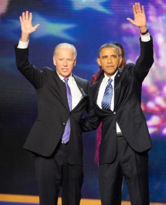 Barack Obama and Joe Biden at the 2012 Democratic National Convention in Charlotte, N.C.