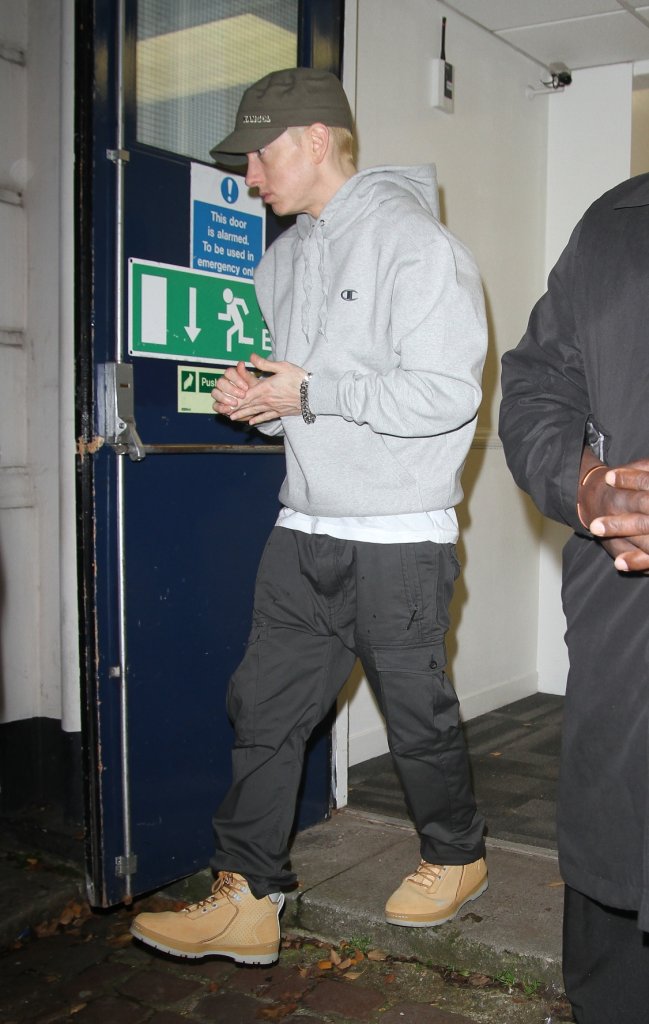 Eminem leaving BBC Maida Vale Studios after performing a secret gig
