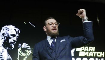 Press conference by Irish MMA fighter Conor McGregor in Moscow