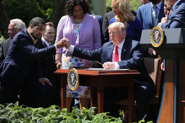 President Trump Attends National Day Of Prayer Event In The Rose Garden