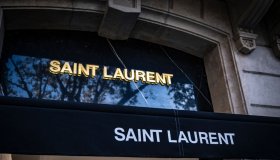 The logo of Saint Laurent, a French manufacturer and...