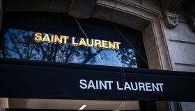 The logo of Saint Laurent, a French manufacturer and...