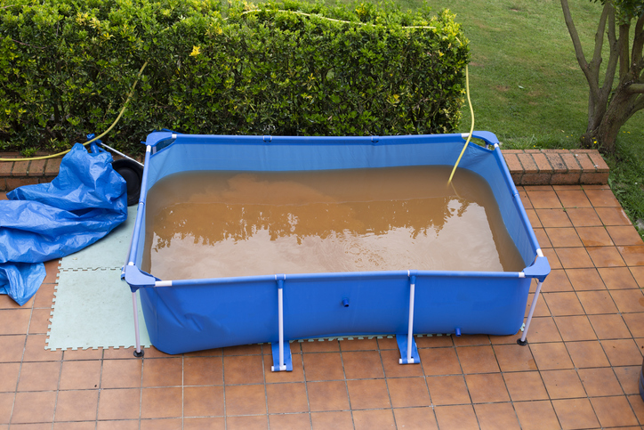 Brown water in swimming pool