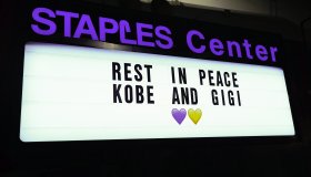 The tribute to Kobe Bryant before the LA Lakers v Portland Trail Blazers game at the Staples Center