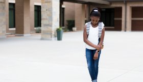 Lonely schoolgirl on campus