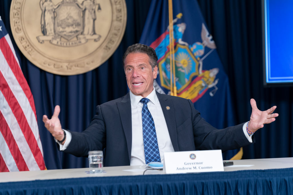 NYS Governor Andrew Cuomo conducts press briefing and makes...