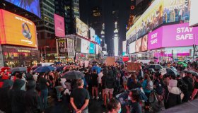 Protest in Times Square heated up with Trump supporters