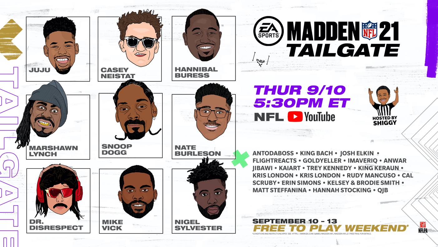 EA SPORTS CELEBRATES NFL KICKOFF WITH MADDEN NFL 21 FREE TO PLAY TRIAL AND CELEBRITY TAILGATE