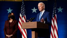 Democratic Presidential Nominee Joe Biden Speaks To The Press Day After Election Day, As Results Still Await