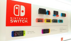 Nintendo Switch video game console on display inside...