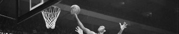Elgin Baylor Leaps @ Hoop W/Basketball