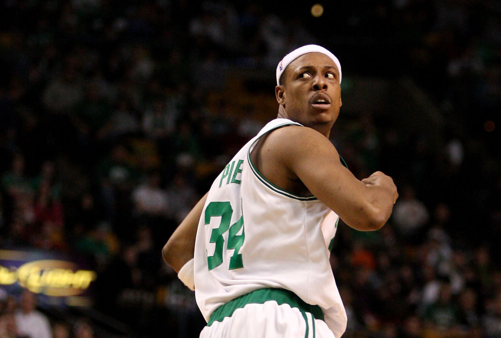 (020109 Boston,MA) Boston Celtics forward Paul Pierce celebrated hitting an 8 foot jumper while drawing a foul to make it a three point play, giving the Celtics a 67-46 lead as the Boston Celtics beat the Minnesota Timberwolves 109-101 at TD Banknor