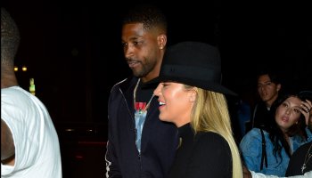 Khloe Kardashian and boyfriend Tristan Thompson leaving Lure Night Club