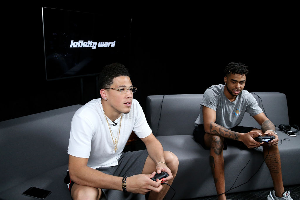 Pro Basketball Players D'Angelo Russell And Devin Booker Play "Call Of Duty: Infinite Warfare Continuum DLC" At Infinity Ward